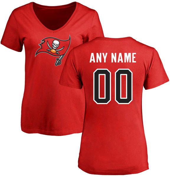 Women Tampa Bay Buccaneers NFL Pro Line Red Any Name and Number Logo Custom Slim Fit T-Shirt->->Sports Accessory